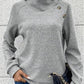 Buttoned Mock Neck Long Sleeve Sweatshirt