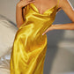 Spaghetti Strap Cowl Neck Satin Night Dress