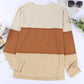 Buttoned Color Block Long Sleeve Top