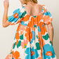 Floral Puff Sleeve Mini Dress
