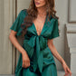 Tie Front Plunge Flutter Sleeve Mini Dress
