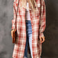 Plaid Button-Up Longline Shacket with Breast Pockets