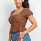 Puff Sleeve Eyelet Peplum Top