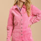 Mid Button Down Stone Wash Wide Leg Jumpsuit