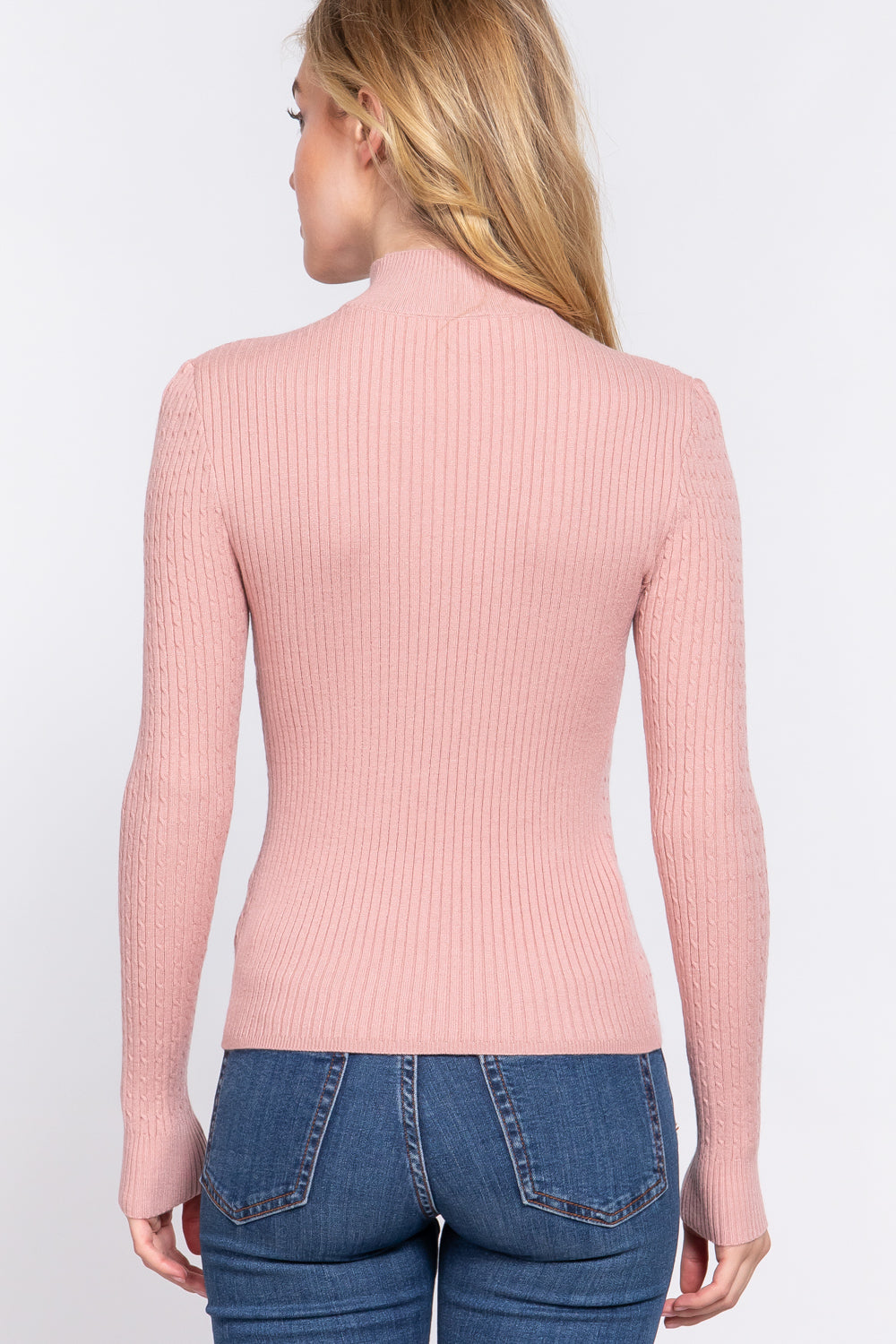 Long Sleeve Mock Neck Rib Sweater