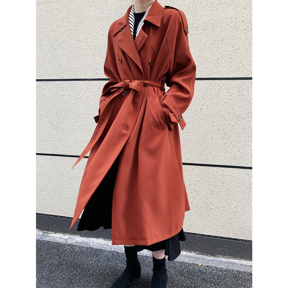 Draping British Loose Mid-Length over the Knee Trench Coat