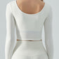 Halter Neck Long Sleeve Cropped Sports Top