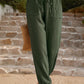 Textured Smocked Waist Pants with Pockets