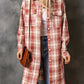 Plaid Button-Up Longline Shacket with Breast Pockets