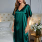 Flutter Sleeve V-Neck Side Slit Night Dress