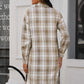 Plaid Button-Up Longline Shacket with Breast Pockets