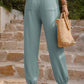 Textured Smocked Waist Pants with Pockets