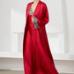 Contrast Lace Trim Satin Night Dress and Robe Set