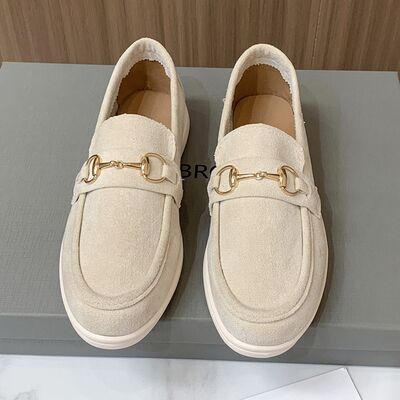 European Style Metal Buckle Flat Shoes