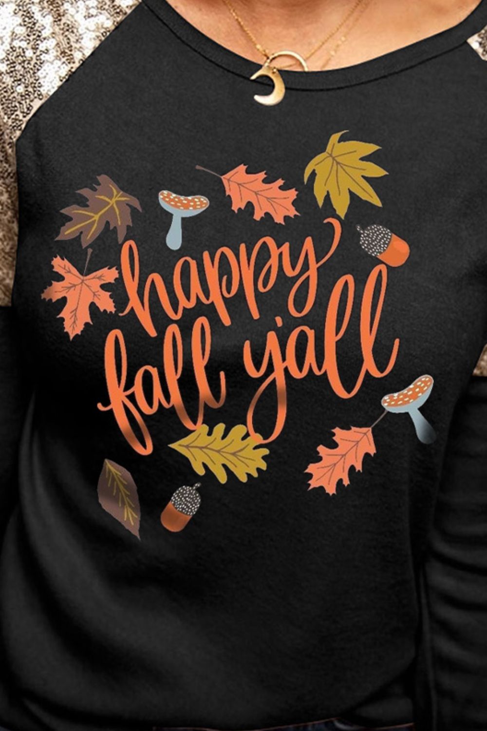 HAPPY FALL Y'ALL Graphic Sequin T-Shirt