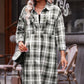 Plaid Button-Up Longline Shacket with Breast Pockets