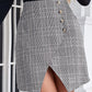 Plaid Buttoned Tulip Hem Mini Skirt